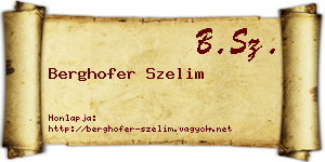 Berghofer Szelim névjegykártya